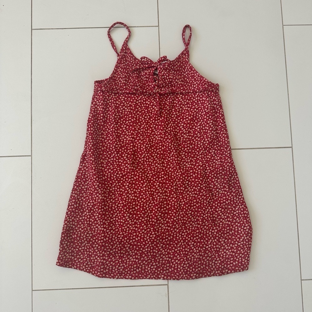 Zara girls Red Floral Kids Dress 7 bows